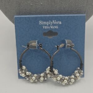 5 FOR $25! Simply Vera Vera Wang Silver Tone Pearl Embellished Earrings
